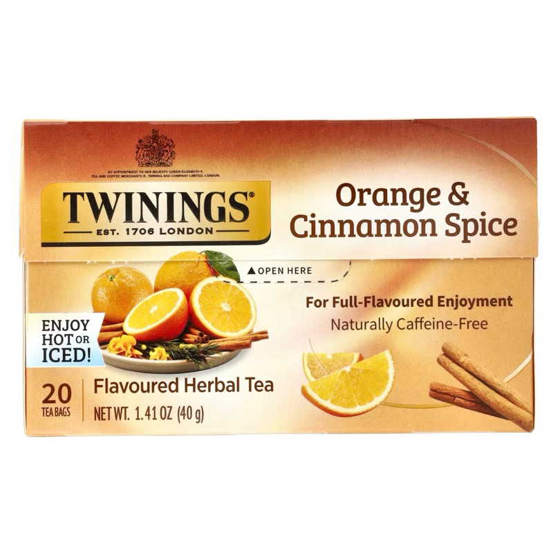 Twinings Herbal Tea Orange & Cinnamon Spice Caffeine Free รสเครื่องเทศส้มและซินนาม่อน ปราศจากคาเฟอีน
