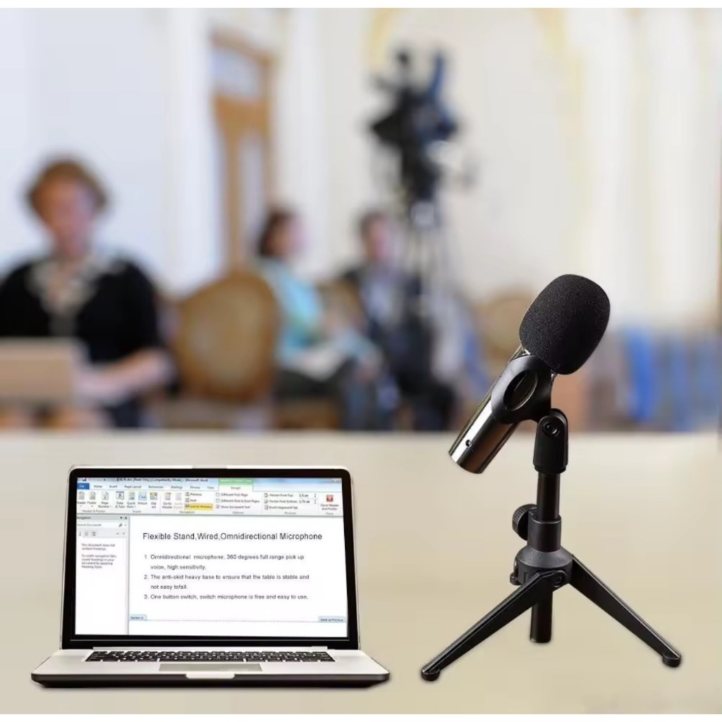 ขาตั้งไมโครโฟนสามขาแบบพับได้ MIC แท่นวางบนโต๊ะไมโครโฟนแบบหนีบ