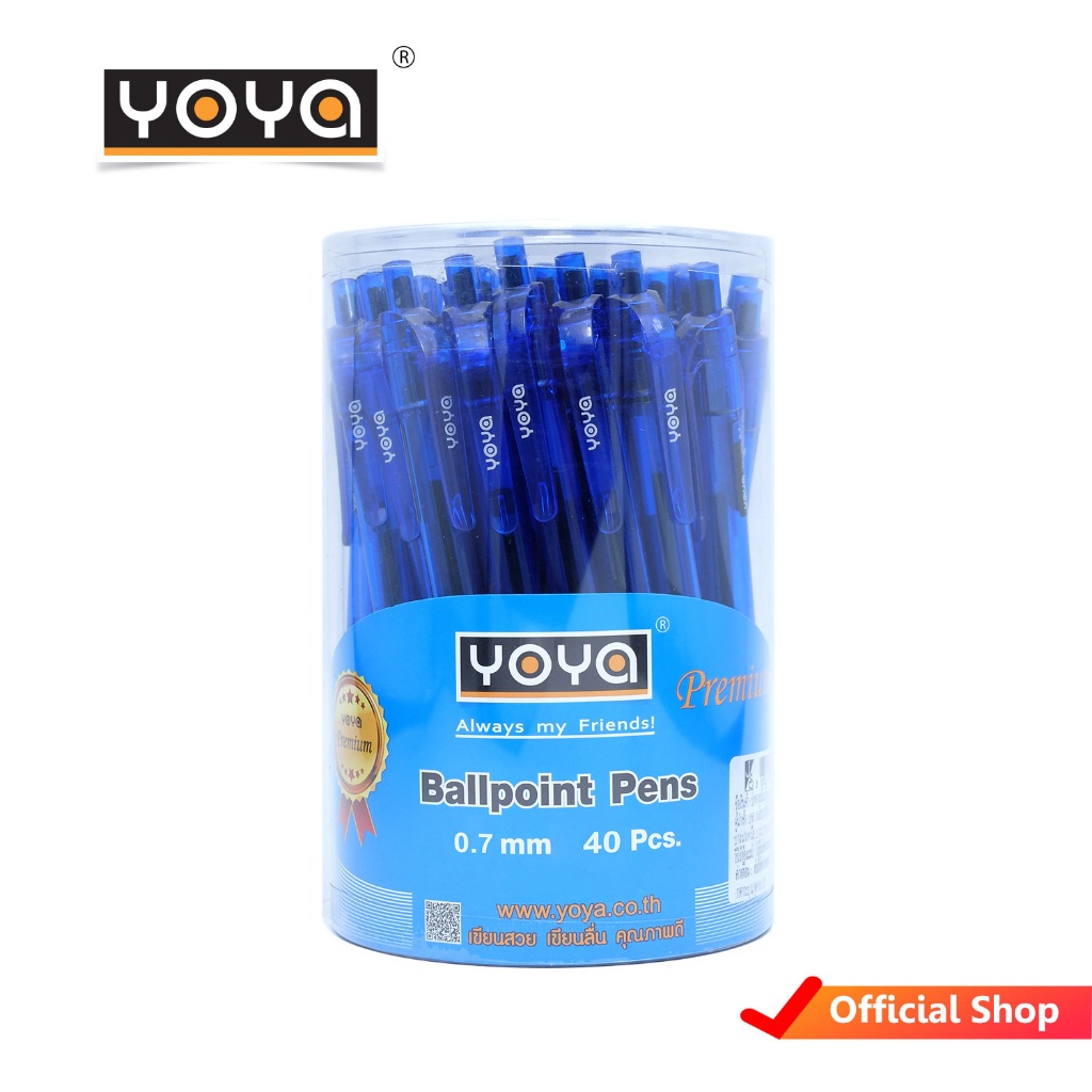 YOYA ปากกาลูกลื่น 0.7 มม แพ็ค 40 รุ่น 1086 / หมึกน้ำเงิน