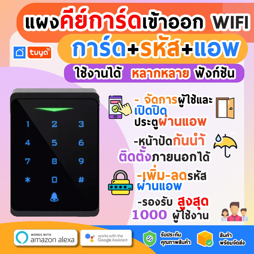 BAC03 แผงคีย์การ์ดควบคุมการเข้าออกอัจฉริยะ WIFI การ์ด+รหัส+แอพ