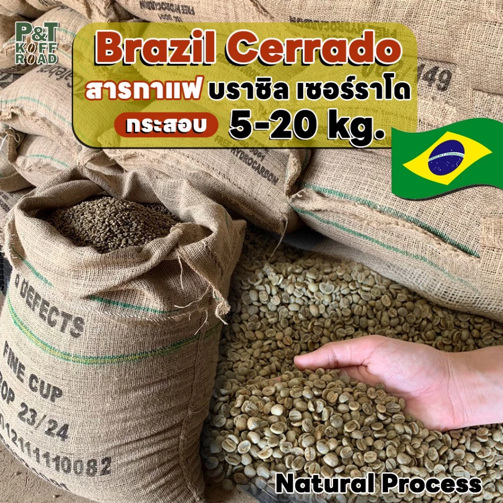 [💥กระสอบ 5 kg💯] สารกาแฟ Brazil Cerrado NY2 Green Bean . สั่งซื้อเกิน 20kg. ทักแชท PT.KoffRoad