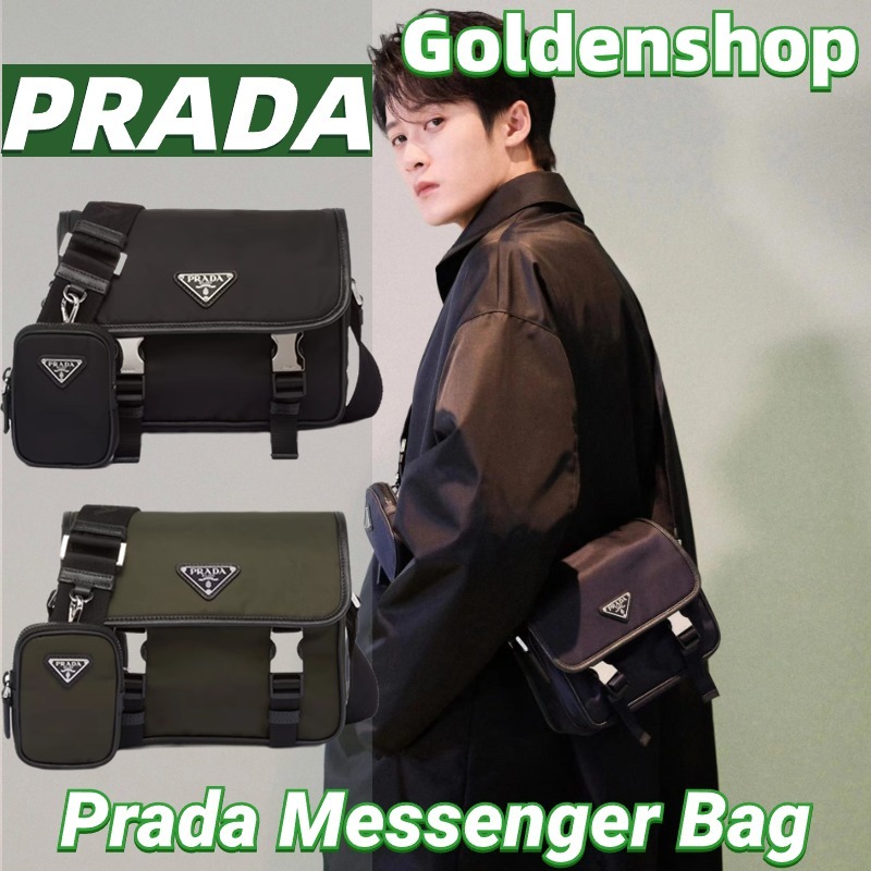 🍒ปราด้า PRADA Re-Nylon and Saffiano Leather Shoulder Bag👜กระเป๋าสะพายเดี่ยว