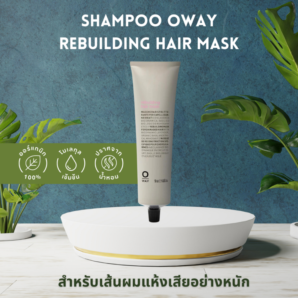SHAMPOO OWAY REBUILDING HAIR MASK ORGANIC BIODINAMIC มาส์กสำหรับบำรุงเพิ่มความชุ่มชื่นและปรับสภาพผมท