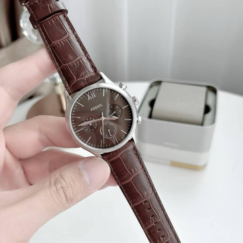 👑ผ่อน0%👑 FOSSIL Fenmore Multifunction Brown Leather BQ2719 men's watch