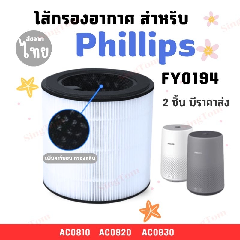 Philips รุ่น (กรองกลิ่น) FY0194 [2ชิ้นส่ง358.-/ชิ้น] AC0820 AC0830 AC0810 ไส้กรองPhilips แผ่นกรองอาก