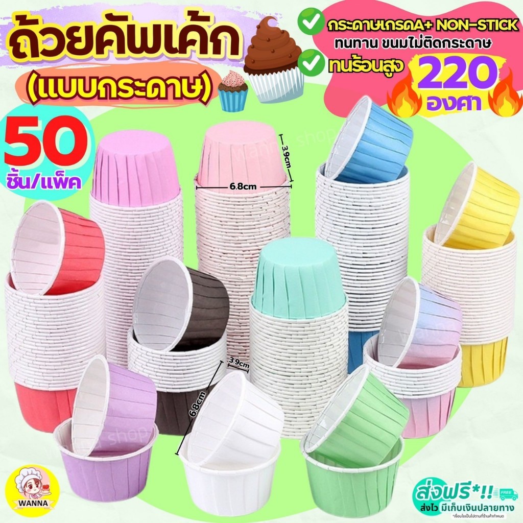 🔥ส่งฟรี🔥 ถ้วยคัพเค้กกระดาษ ขอบขาว Winner 50ชิ้น/ชุด ถ้วยคัพเค้ก ถ้วยปาเน็ตโทน ถ้วยปาเนตโทน ถ้วยกระดาษอบขนม ถ้วยอบขนม