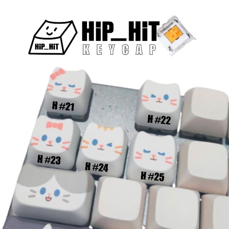 KEYCAP ปุ่มกดคีย์แคป ลายหน้าแมว ตกแต่งคีย์บอร์ด  มีลายละ1-2ชิ้น
