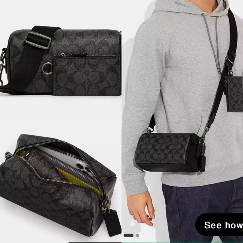 COACH กระเป๋าสะพายข้าง AXEL CROSSBODY IN SIGNATUR CJ674
