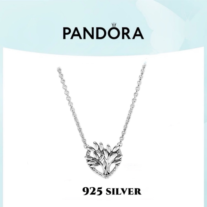 🇹🇭 ส่งจากที่ไทย🇹🇭 Pandora Pandora แท้ 925 เงินหัวใจครอบครัวต้นไม้สร้อยคอของขวัญสำหรับผู้หญิง