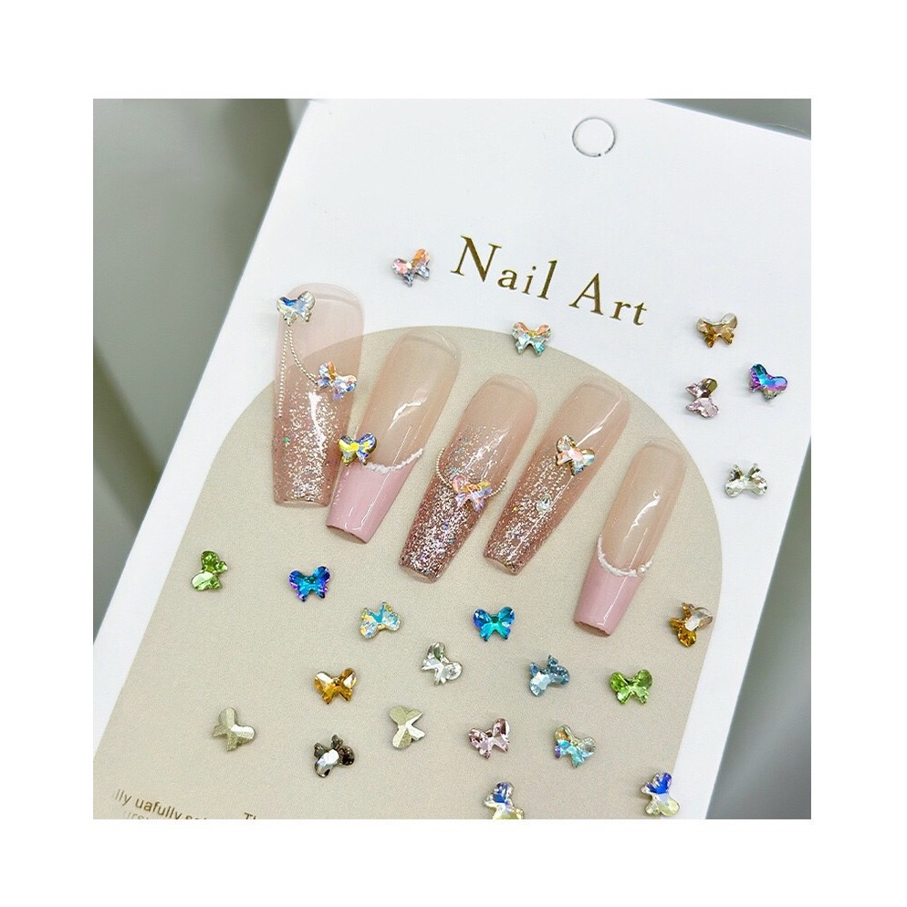 อะไหล่แต่งเล็บ โบว์เพชร ขนาด5มิล คละสี30ชิ้น