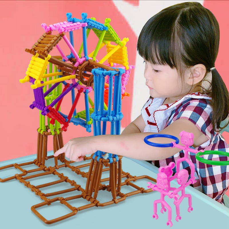 แฮปปี้แพลนเน็ต 1200pcs แท่งอัจฉริยะสำหรับเด็กพร้อมกล่องเก็บของเล่นเพื่อการศึกษาสำหรับเด็ก montessori toys การสร้างบล็อค