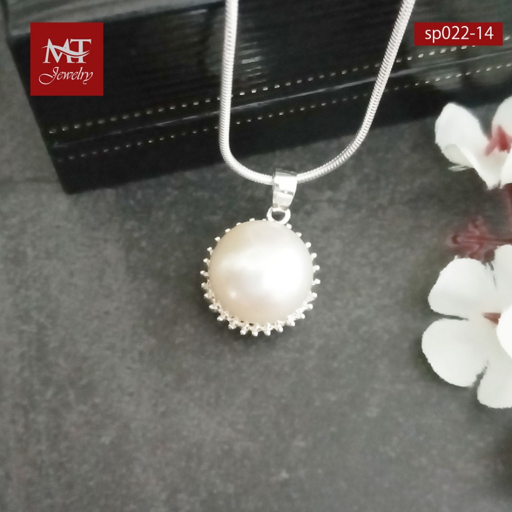 MT จี้เงินแท้ โมเดิร์น ประดับมุกน้ำจืด (ไม่รวมสร้อย) Pearl Pendant (sp022-14) MT Jewelry มณีธารา