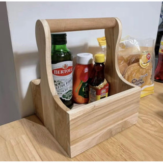 กระเช้าทึบ ทำจากไม้สัก แข็งแรงดีไซน์น่ารัก วางขวดซอสโต๊ะอาหา…