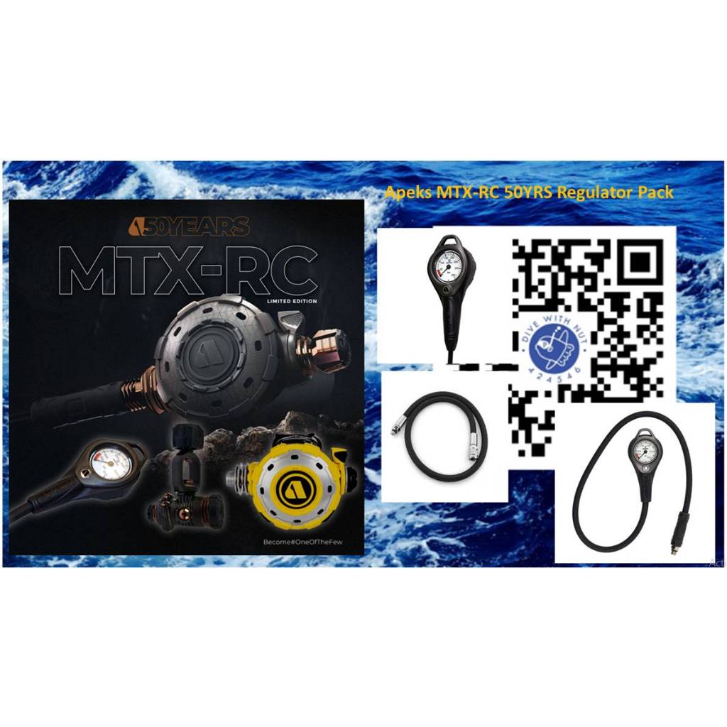 Apeks MTX-RC 50YRS Regulator Pack + PRESSURE GAUGE - Dive Instrument full set