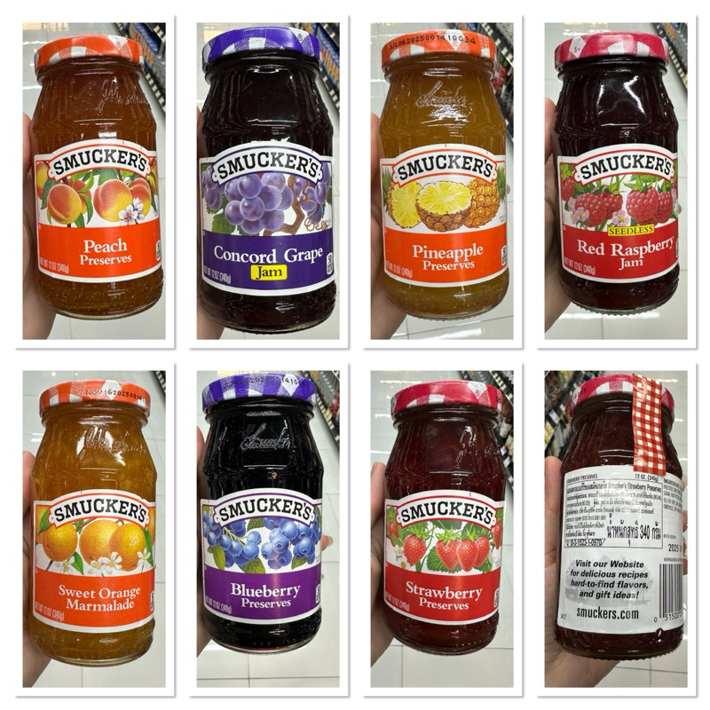 แยม ราสเบอร์รี่ ของสมัคเกอร์ส 340 G. Smucker’s Red Raspberry Preserves / Peach / Concord Grapec / Pi