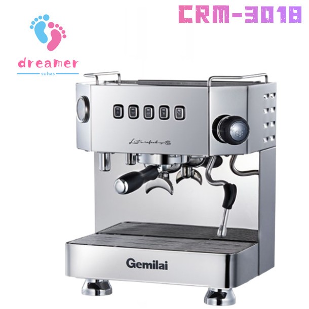 Gemilai เครื่องชงกาแฟเชิงพาณิชย์ CRM-3018 เครื่องชงกาแฟกึ่งอัตโนมัติสัญชาติ Semi Auto ตั้งค่าเวลาชงได้รุ่น: CRM3018