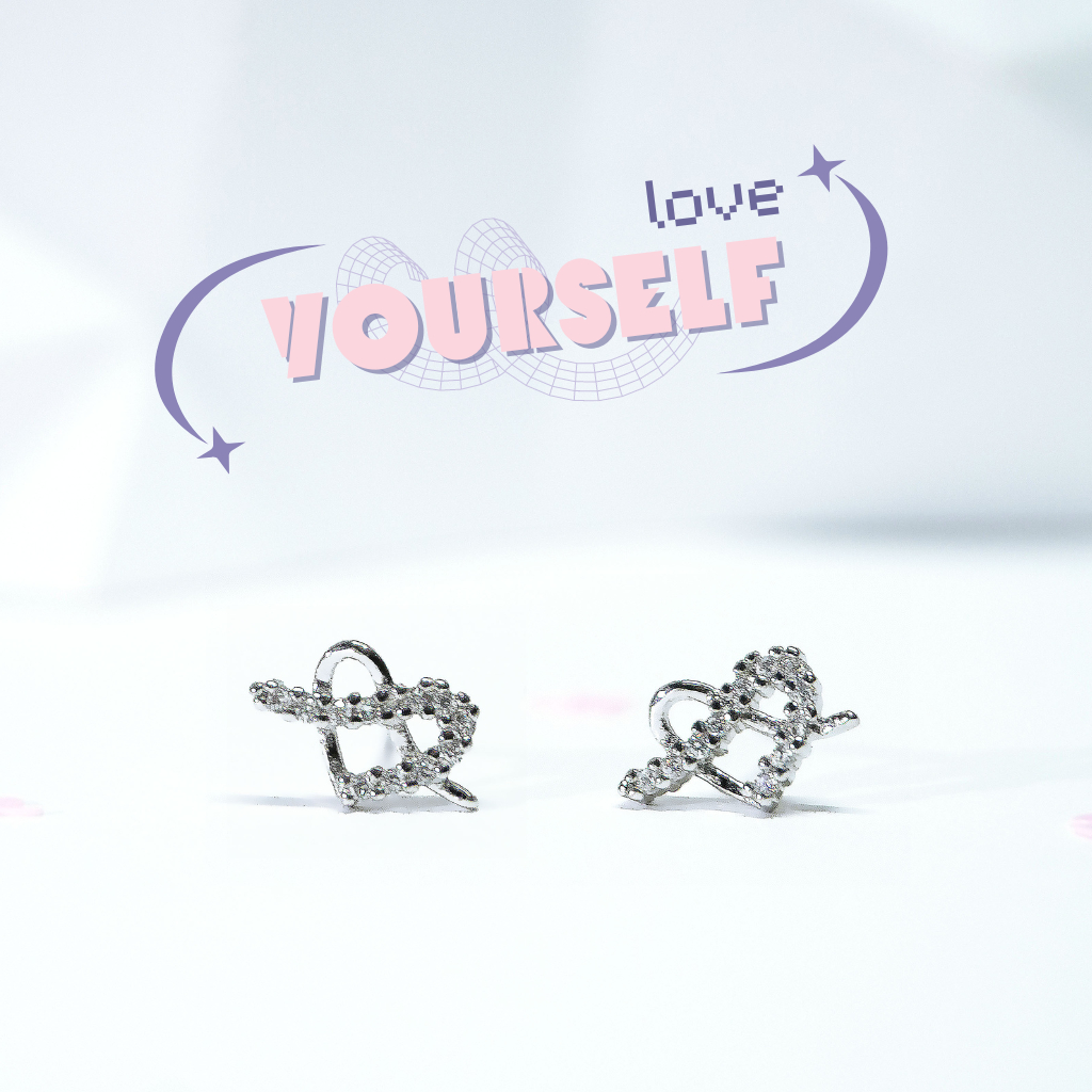 nnjew ต่างหู รุ่น Love's Diamond ต่างหูห่วง ผู้หญิง Model หัวใจ