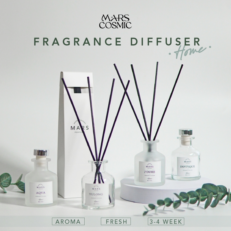 ก้านไม้หอม น้ำหอมปรับอากาศ Diffuser ขนาด50ml. 1 ขวด:ต่อขนาดห้อง 15-20 ตรม. ฟรีก้านไฟเบอร์