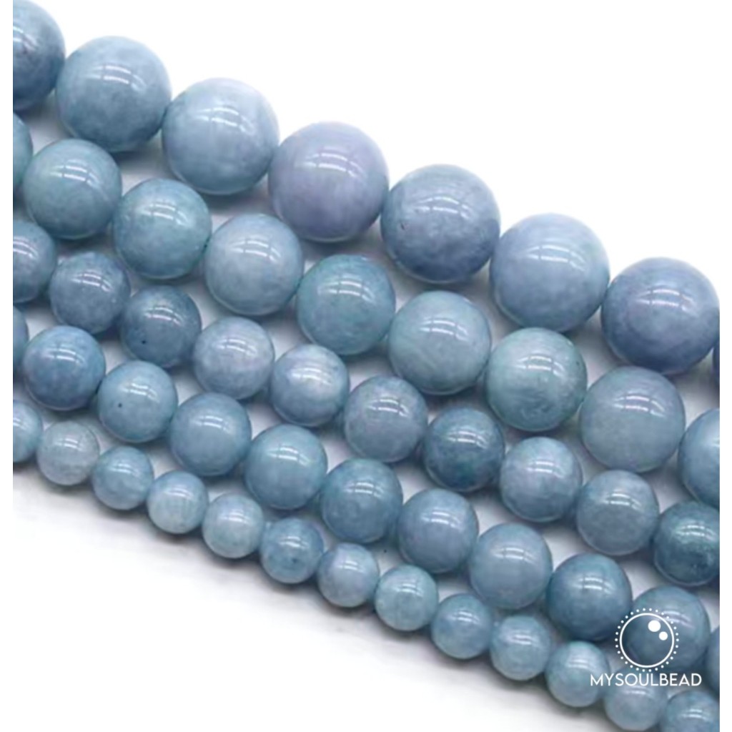 6 มิล อะความารีน หินเม็ดกลม หินแท้ 100% หินเส้นยาว หินแบ่งขาย หินนำโชค หินมงคล หินร้อยสร้อย ร้อยกำไล by ฺMysoulbead - รูปที่ 3