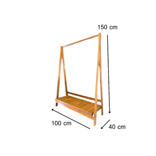 ราวแขวนผ้า สีสัก ขนาดกว้าง 100 cm สูง 150ราวพับ ราวตากผ้า ราวแขวนผ้าไม้สัก