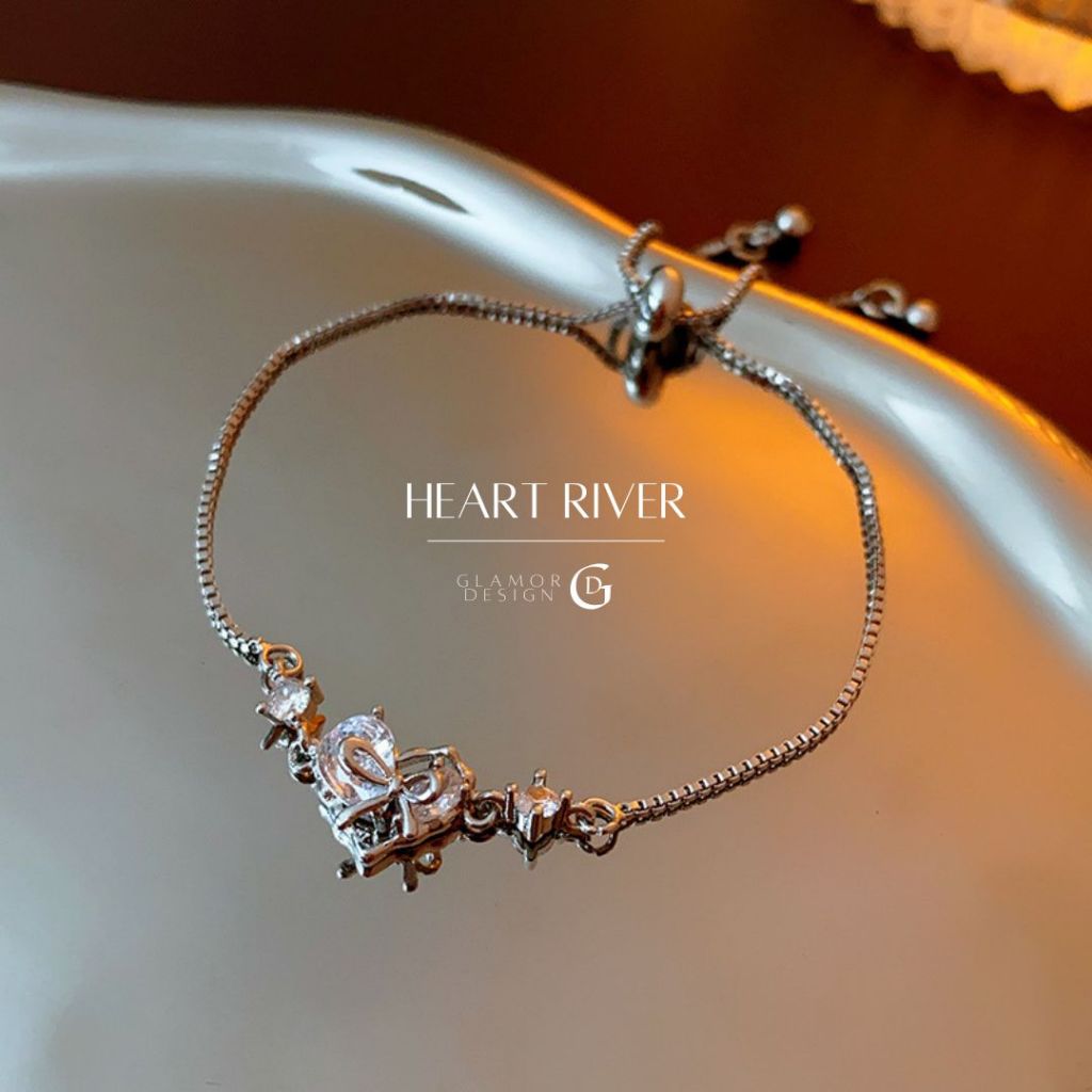 GLAMOR✨กําไลเงิน Heart River กําไลเพชร ข้อมือเงิน สร้อยข้อมือเงิน กําไลข้อมือผู้หญิง กําไลเงินแท้