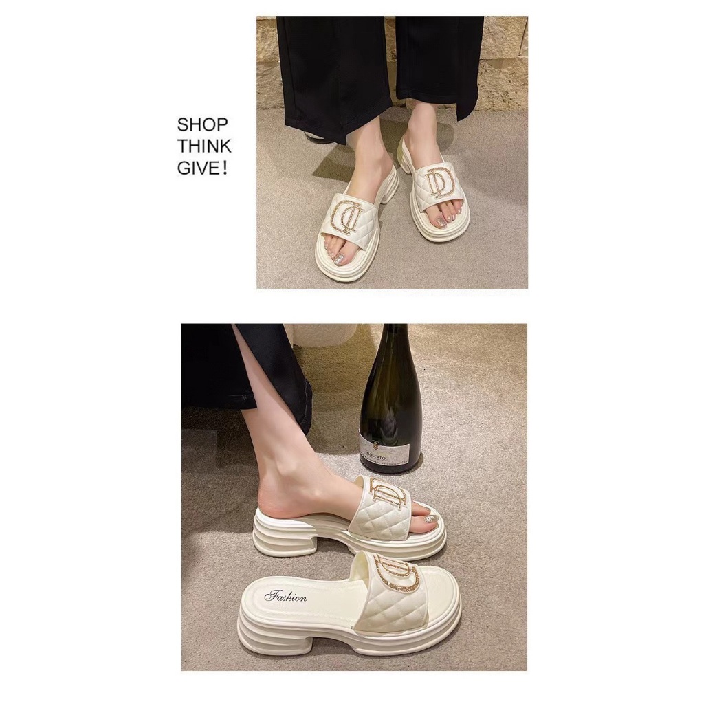 แฟชั่นใหม่ รองเท้าแตะ ส้นหนา4.5CM น้ำหนักเบา นิ่มใส่สบาย #DD--88