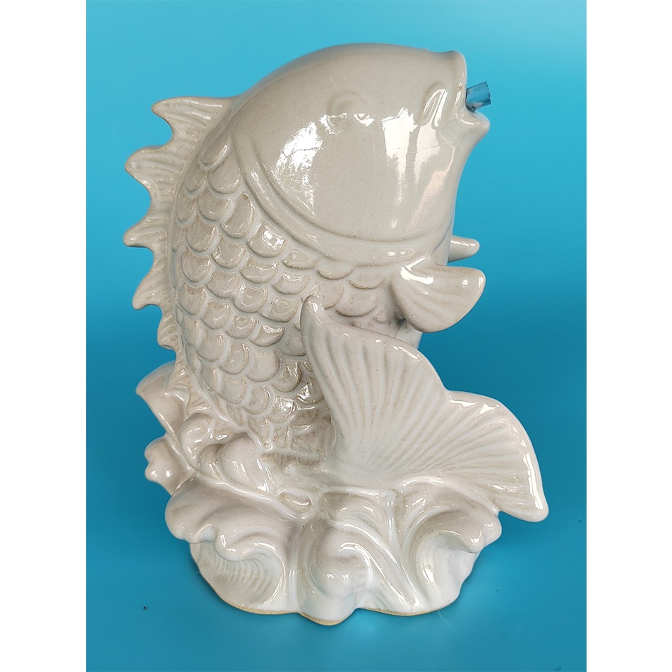 ปลา หลีฮื้อ ตัวเล็ก (S) สูง5นิ้ว สีขาว เป็นงานเซรามิค ปลาหนุนนำโชคลาภ ปลาลี่ฮื้อ otoplampang - รูปที่ 3