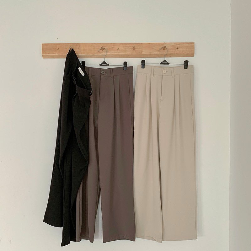 gurls.girl | earth tone pants กางเกงขายาวทรงกระบอกกลาง ผ้าทิ้งตัว พร้อมส่ง