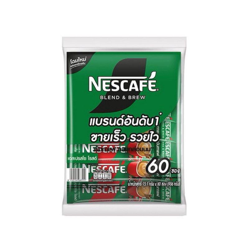 เนสกาแฟ เบลนด์ แอนด์ บรู กาแฟปรุงสำเร็จ เอสเปรสโซ 3อิน1 แพค 60ซอง
