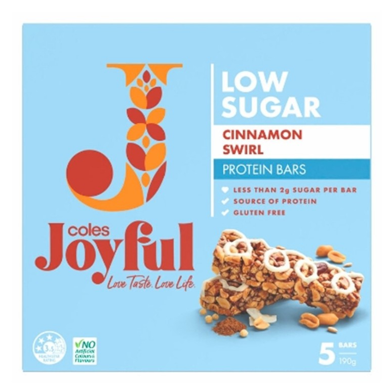 Coles Joyful Cinnamon Swirl Protein Bar 190g. (5 แท่ง) โคลส์  จอยฟูล ซินนามอน สเวิร์ล