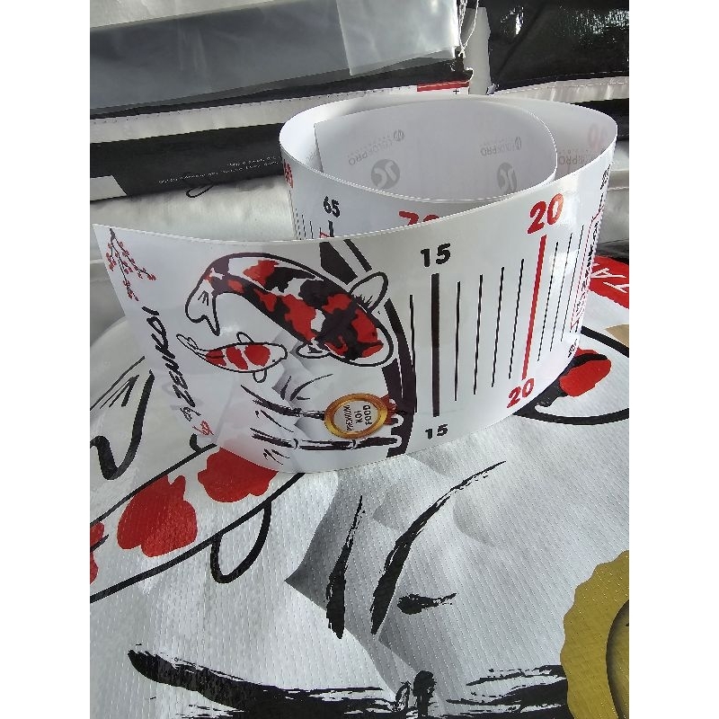 สติ๊กเกอร์วัดไซส์ปลาคาร์ฟกันน้ำเซนโค่ย สำหรับติดข้างบ่อปลา หรือกาละมังวัดไซส์  Koi fish size measurement stickers