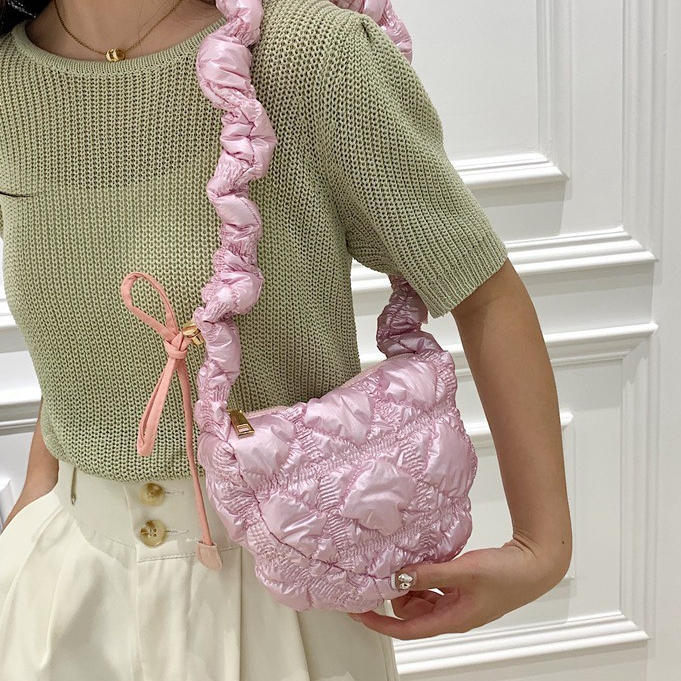 BBG-PTL กระเป๋าผ้า กระเป๋าสะพายข้าง กระเป๋าก้อนเมฆ ปุกปุย ผ้านิ่ม ใบเล็ก bag fashion