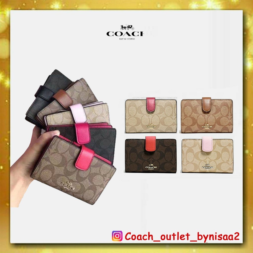 COACH MEDIUM CORNER ZIP WALLET IN SIGNATURE CANVASS