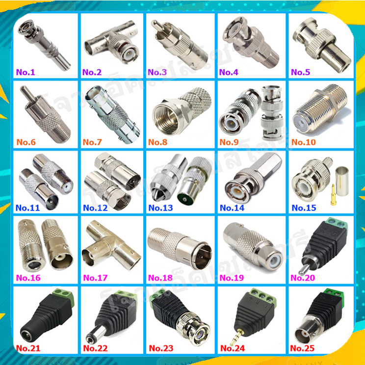 หัว BNC แบบบีบ RG6 หัว BNC ท้าย F-type ข้อต่อกลาง หัวBNC ท้ายสปริง หัวBNC Balan หัวต่อสายอากาศทีวี ห