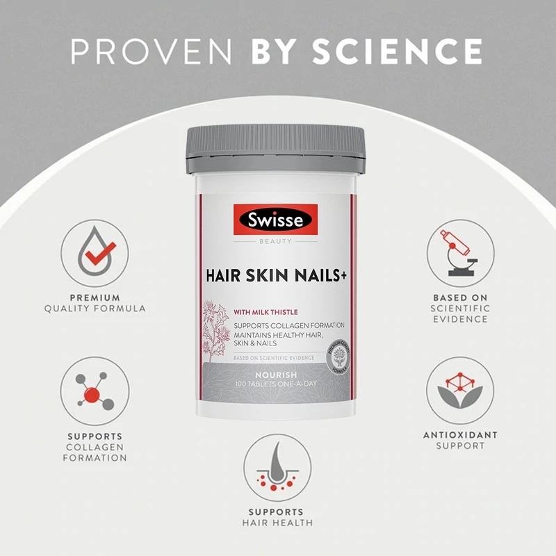 Swisse Hair Skin Nails+ วิตามินผมร่วง บำรุงผม ผิว และเล็บ EXP02/2028 60/100เม็ด thumbnail 10