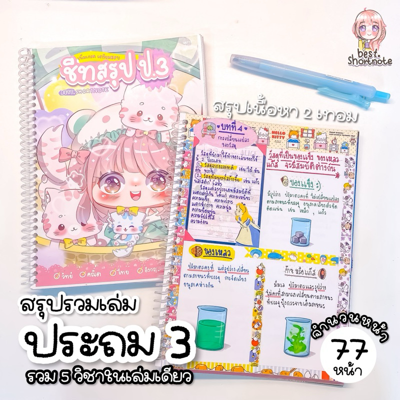 ชีทสรุป ป.6 รวมเล่ม ครบ 5 วิชาหลัก เตรียมสอบเพิ่มเกรด ขนาด A5