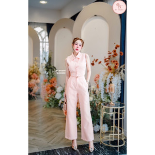 BT 10-00230 เซท 2 ชิ้น เสื้อแขนกุดคอปก แมทซ์กับกางเกงขายาวเอ…