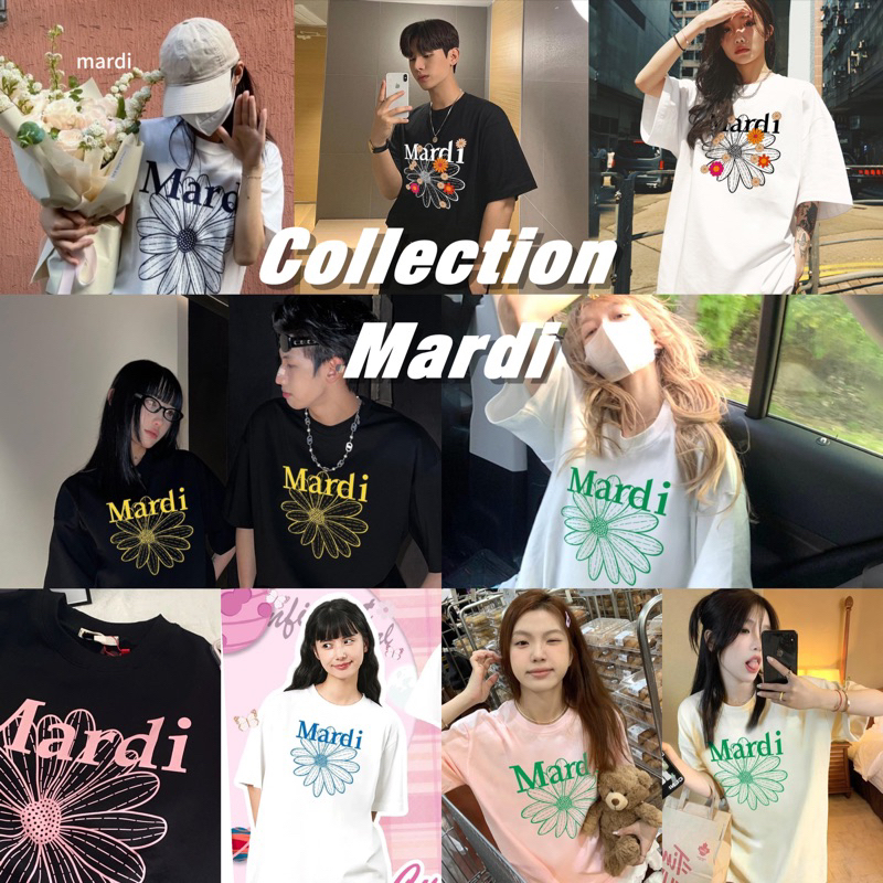Basi[ รวม9ลาย] เสื้อยืดแฟชั่นเกาหลีลายดอกไม้MARDI oversize ผ้าฝ้ายแท้เย็นไม่ยืดไม่ย้วยใส่สบาย ลายสุดฮิด