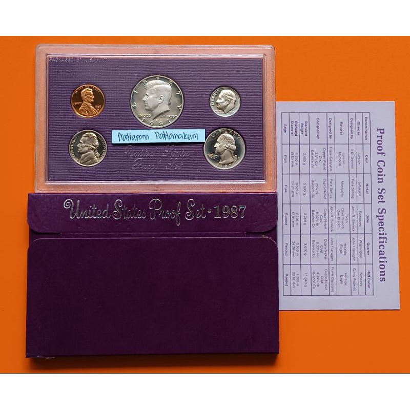 USA ชุดเหรียญขัดเงา 5 เหรียญ ปี 1987-S