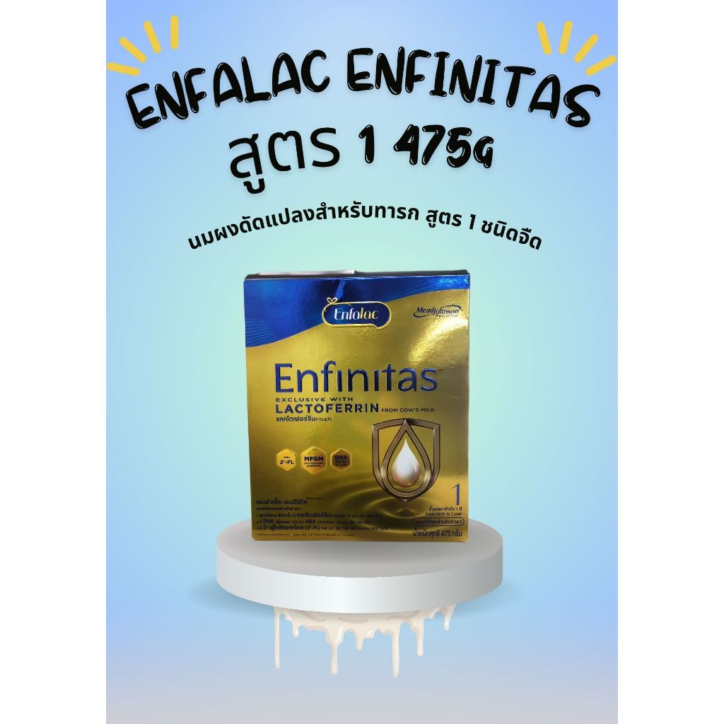ENFALAC ENFINITAS สูตร 1 475g เอนฟาแล็ค เอนฟินิทัส นมผงดัดแปลงสำหรับทารก สูตร 1 ชนิดจืด
