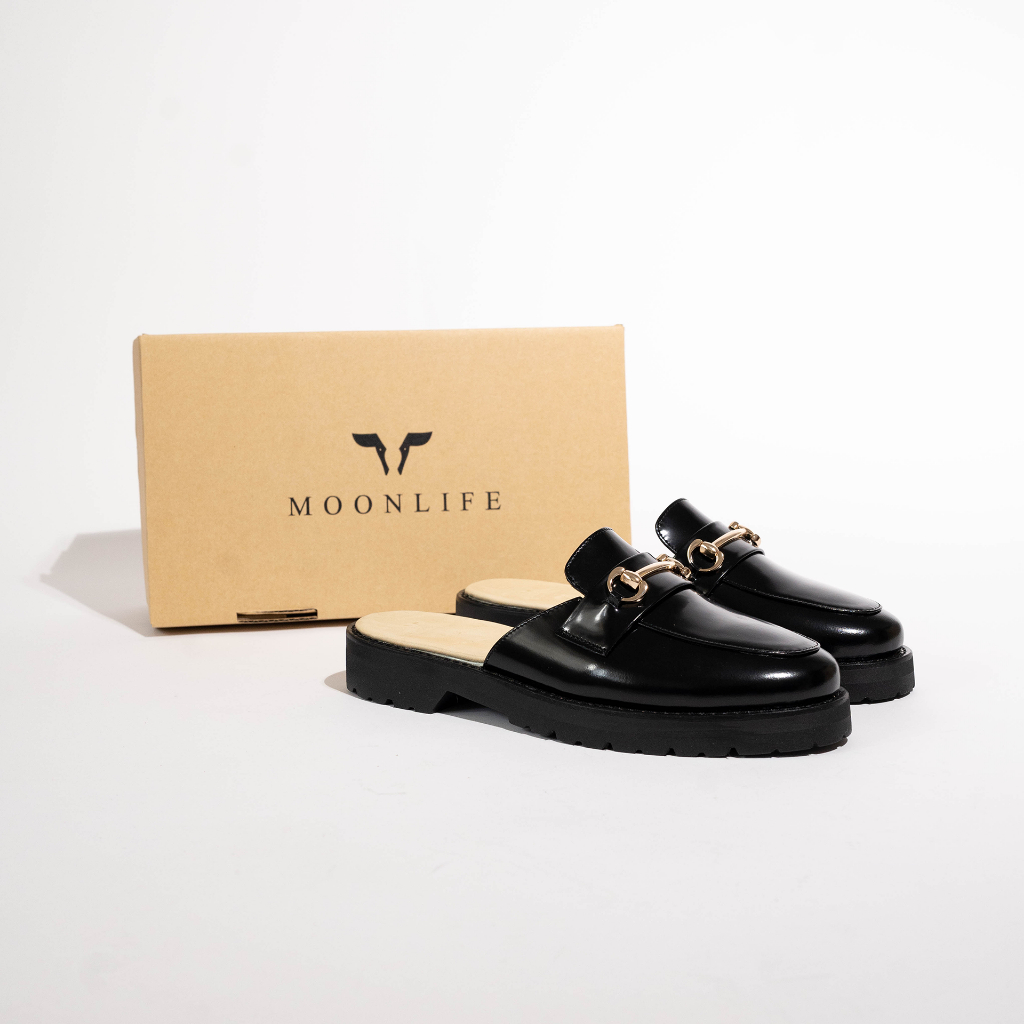 Moonlife Stella Slipper รองเท้าเปิดส้น สลิปเปอร์ หนังแท้