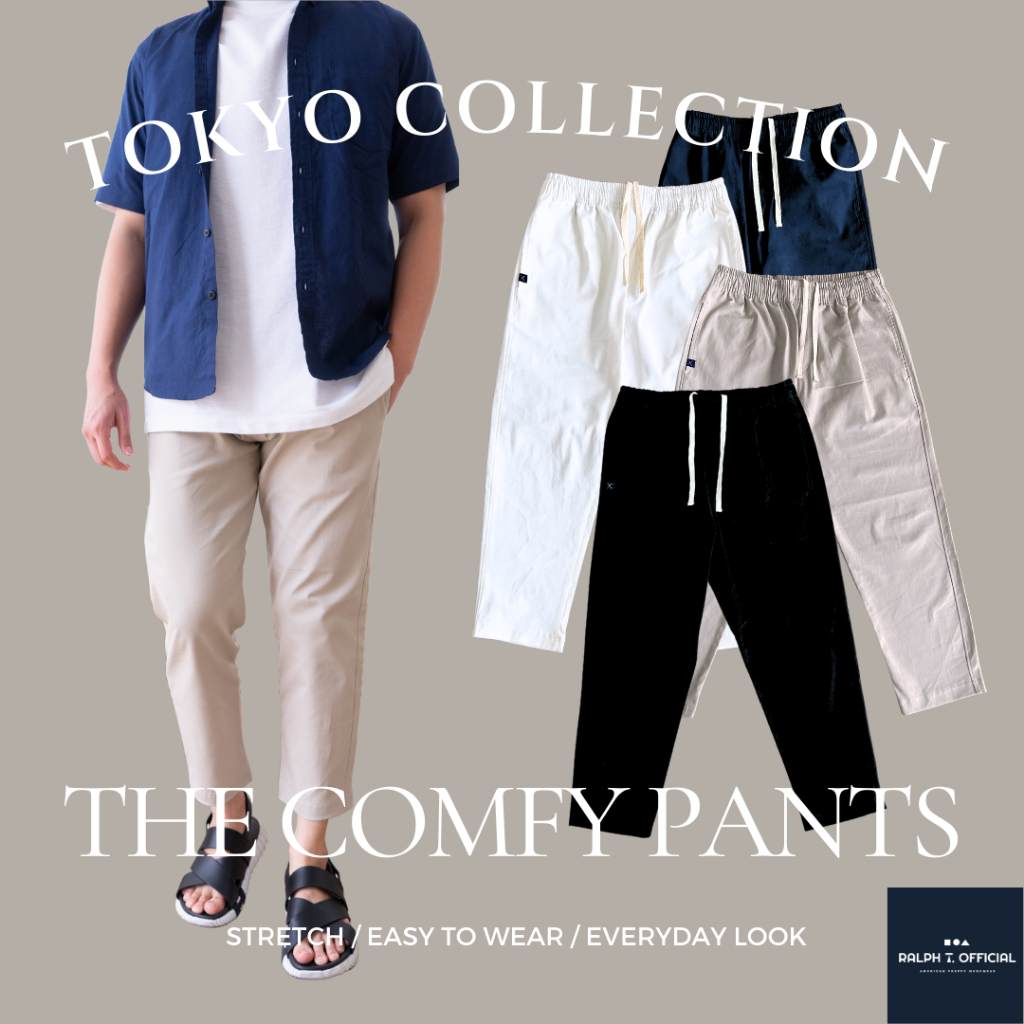 [โค้ด 60.- RALDEC] กางเกงขายาวผู้ชาย ทรงกระบอก เอวยางยืด TOKYO COMFY PANTS ชิโน่ RALPH T OFFICIAL กางเกงขายาวชาย