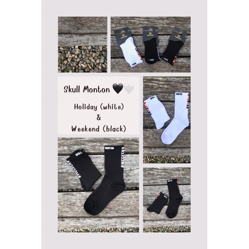 New socks!! Skull x Monton รุ่นใหม่ล่าสุด Holiday (สีขาว) Weekend (สีดำ) ฟรีไซส์