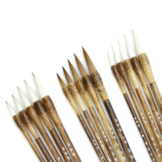 พู่กันจีนด้ามไม้ทั้งด้าม ขนผสม ด้าม 23 ซม.