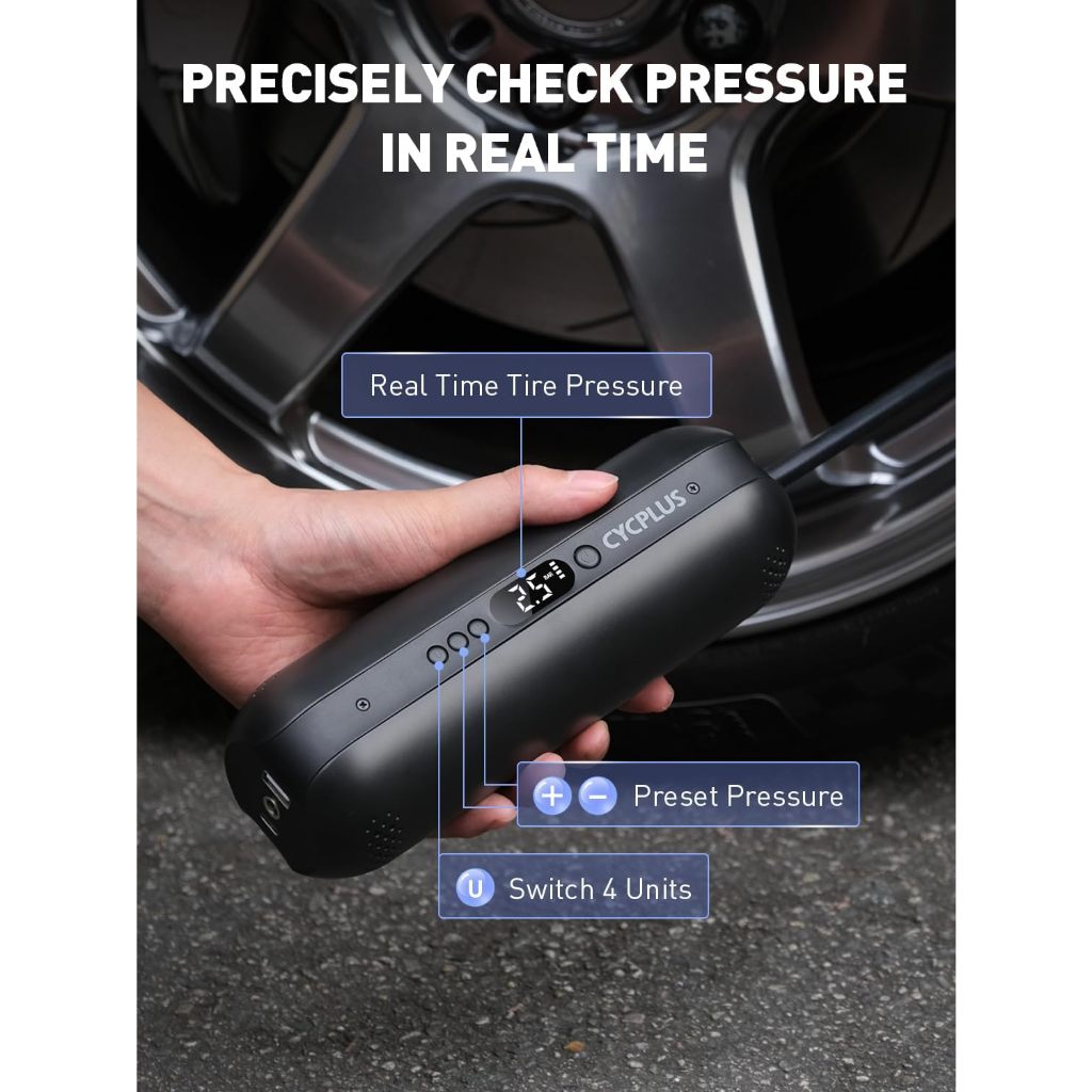 สูบไฟฟ้า Cycplus Air Pump A2 แรงดันสูง 150 Psi เครื่องปั๊มลมไฟฟ้า Powerbank ปั๊มสูบลมไฟฟ้า รถยนต์