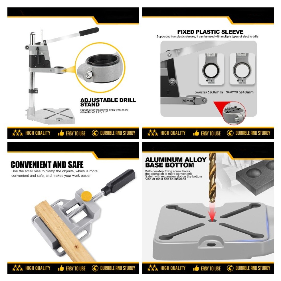 แท่นจับสว่าน แท่นจับสว่านปรับระดับได้ Drill Stand รุ่น DS-6109 ฐานเหล็กหล่อ Cast Iron อย่างดี แถมฟรี! อแดปเตอร์ลดขนาดคอส - รูปที่ 6