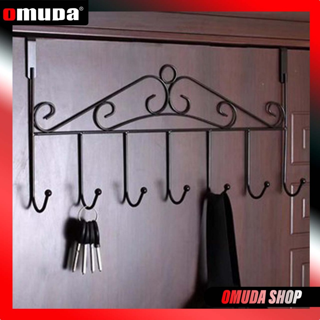 OMUDA_SHOP ที่แขวนประตูห้องน้ำ ไม่ต้องเจาะ ที่แขวนประตู 1 ชิ้น 7ตะขอ