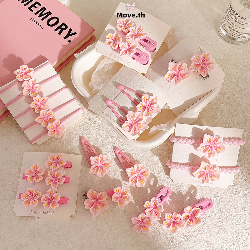 ในไทย-พร้อมส่ง กิ๊บหนีบผม รูปดอกซากุระ สีชมพู หน้าม้าคลิปด้านข้าง น่ารักหวาน สไตล์เกาหลี สำหรับผู้หญิง เครื่องประดับผมแฟ