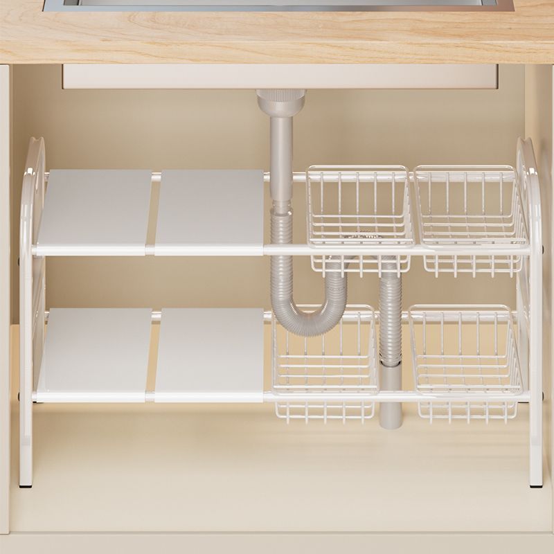 SENYACHU ชั้นวางของ พับเก็บได้ สําหรับอ่างล้างจาน ห้องครัว ชั้นวางของใต้ซิงค์ ยืดหดได้ถึง 88cm ชั้นวางในครัว