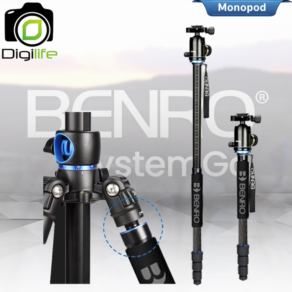 Benro Tripod GC158T J1 Carbon Fiber ขาตั้งกล้อง Monopod, Top View, กางราบ, กลับหัว / Digilife Thailand